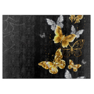 Planche À Découper Papillons dorés et blancs