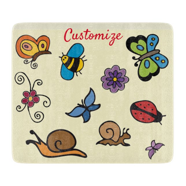 Planche À Découper Papillons Escargots Insectes Thunder_Cove (Devant)