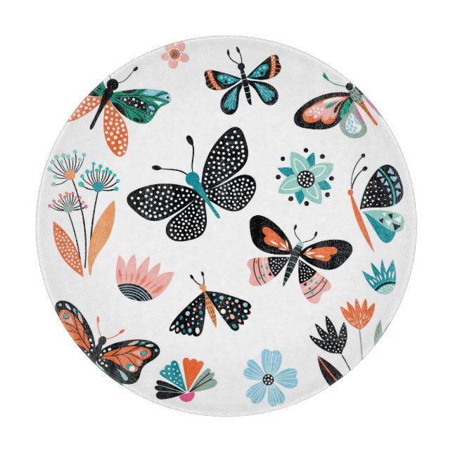 Planche À Découper Papillons Fleurs : Collection Dessinée à la main (Devant)