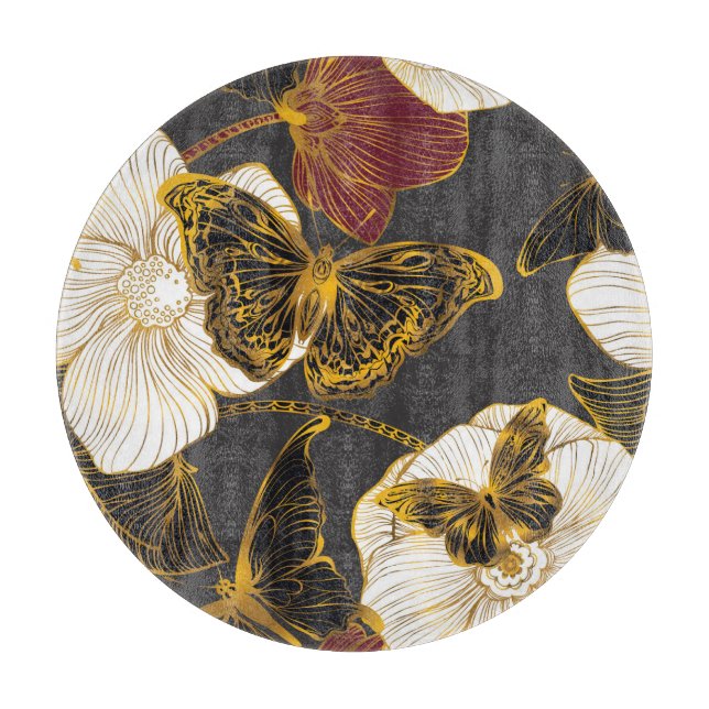 Planche À Découper Papillons & Fleurs : Motif Boho de printemps (Devant)