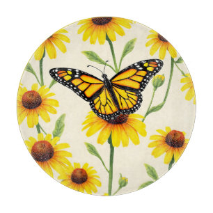 Planche À Découper Papillons Monarques Motif Jaunes Marguerites