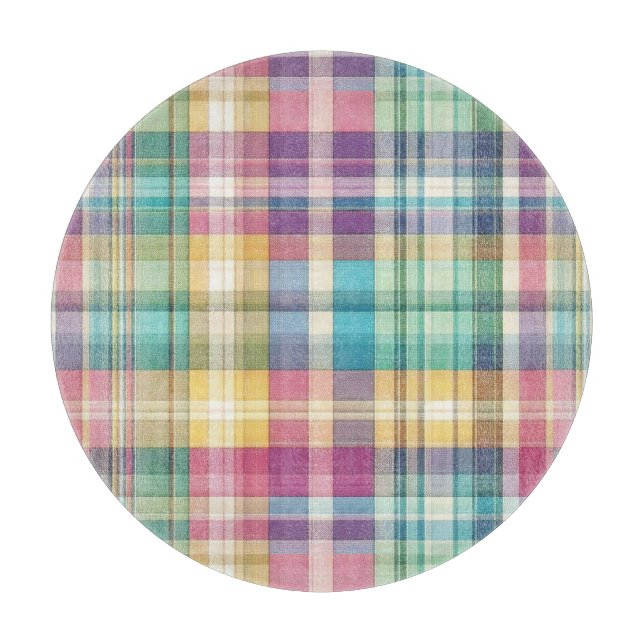 Planche À Découper Pâques/Printemps plaid/tartan pastel (Devant)