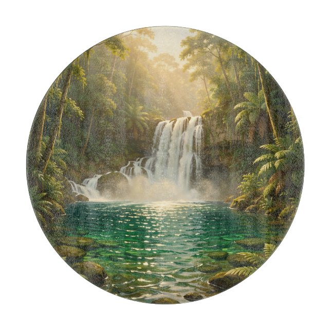 Planche À Découper Paradis de la jungle à cascade tropicale luxuriant (Devant)