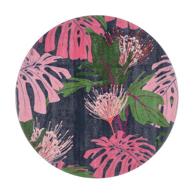 Planche À Découper Paradis tropical : Feuilles et fleurs exotiques (Devant)