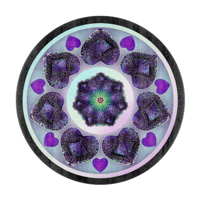 Planche À Découper Parapluie violet & coeurs .7 (Devant)