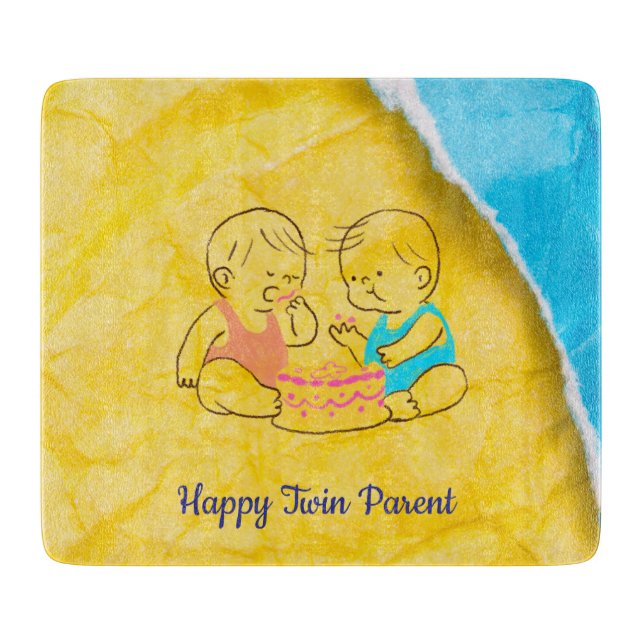 Planche À Découper Parent jumeaux heureux  (Devant)