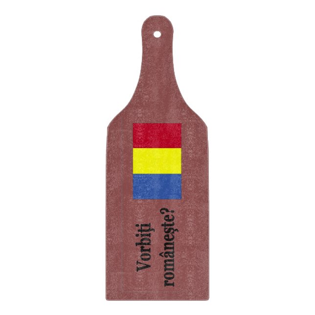 Planche À Découper Parlez-vous roumain ? en roumain. Indicateur (Devant)