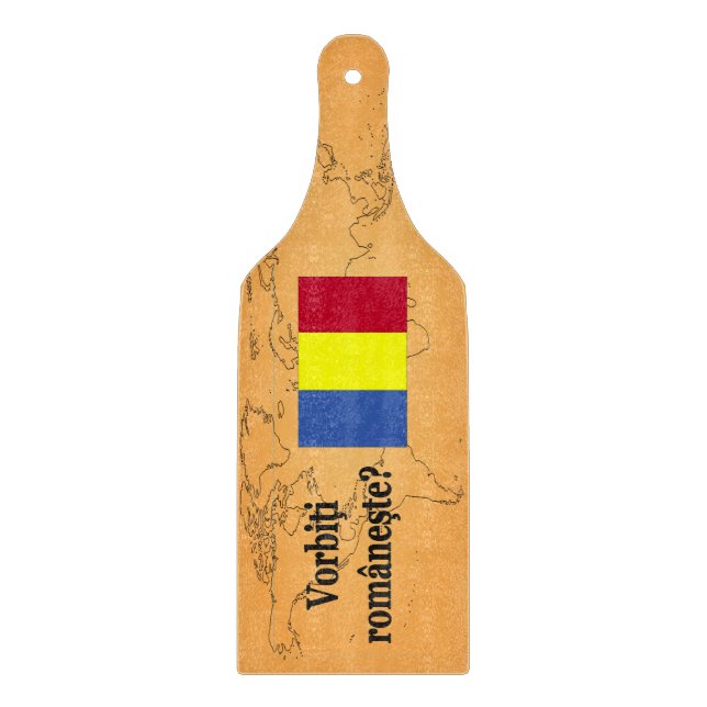 Planche À Découper Parlez-vous roumain ? en roumain. Indicateur (Devant)
