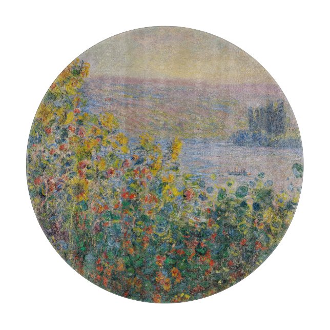 Planche À Découper Parterres de fleurs à Vétheuil, paysage impression (Devant)