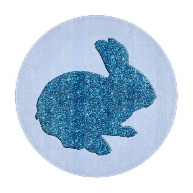 Planche À Découper Parties scintillant Bleue Silhouette Pâques Lapin  (Devant)