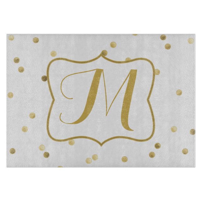 Planche À Découper Parties scintillant d'or Confetti Dot Polk Panneau (Devant)