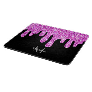 Planche À Découper Parties scintillant étincelante rose noir Monogram