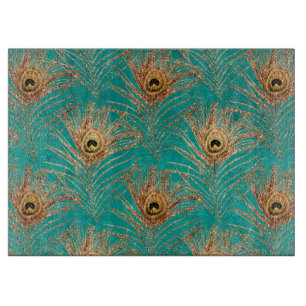 Planche À Découper Parties scintillant Peacock Feathers Motif