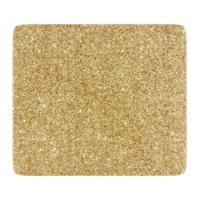 Planche À Découper Parties scintillantes élégantes d'or de Faux (Devant)