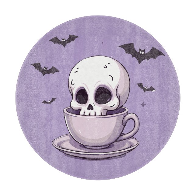 Planche À Découper Pastel Goth Skull in Teacup (Devant)