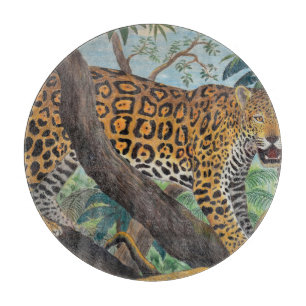 Planche À Découper Pastel jaguar : dessin de la jungle.