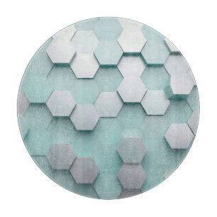 Planche À Découper Pastel Menthe Hexagone Mosaïque 3D