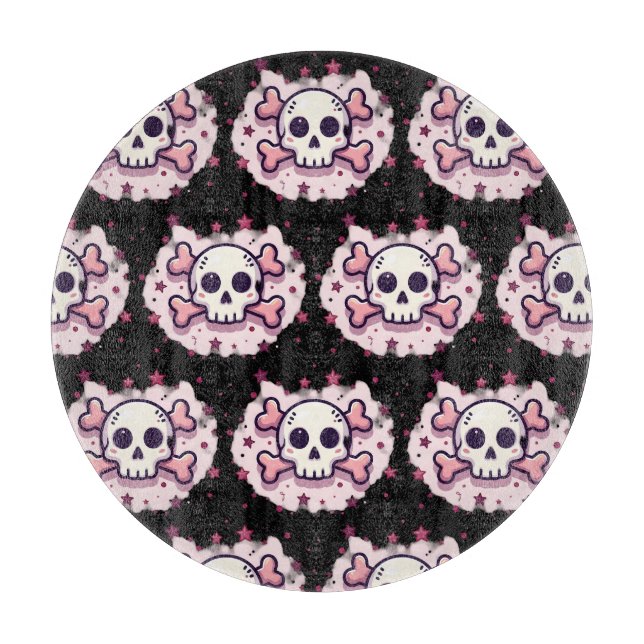 Planche À Découper Pastel Pink Skull and Crossbones (Devant)