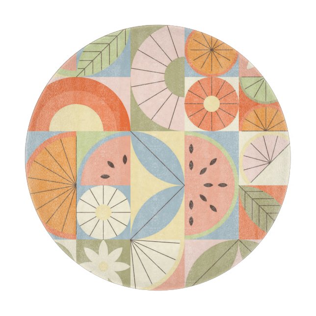 Planche À Découper Pastèque d'été Citrus : Patte géométrique Abstrait (Devant)