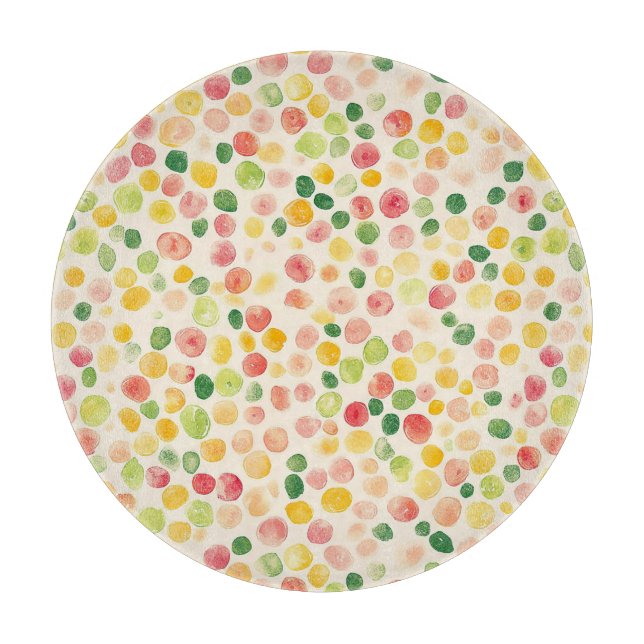 Planche À Découper Pastilles Fruitées Rose Menthe Jaune Vert  (Devant)