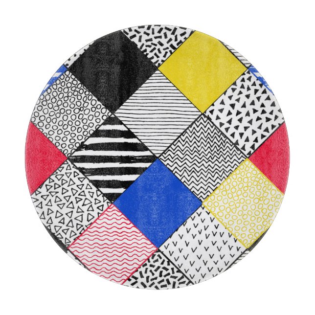 Planche À Découper Patchwork arrière - plan : oiseaux, pois. (Devant)