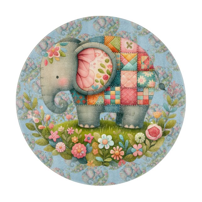 Planche À Découper Patchwork Elephant Floral Meadow Charm (Devant)