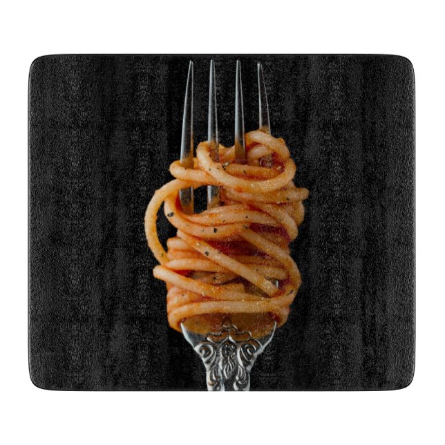 Planche À Découper Pâtes filées sur une Fourche, Spaghetti alimentair (Devant)