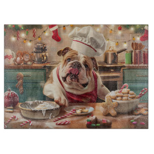 Planche À Découper Pâtisserie de Noël à Bulldog anglais : Festive Chr
