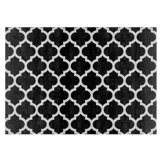 Planche À Découper Patters noirs White Moroccan Quatrefoil #5 (Devant)
