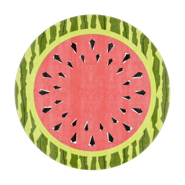 Planche À Découper Pâturage de pastèque rose rond (Devant)