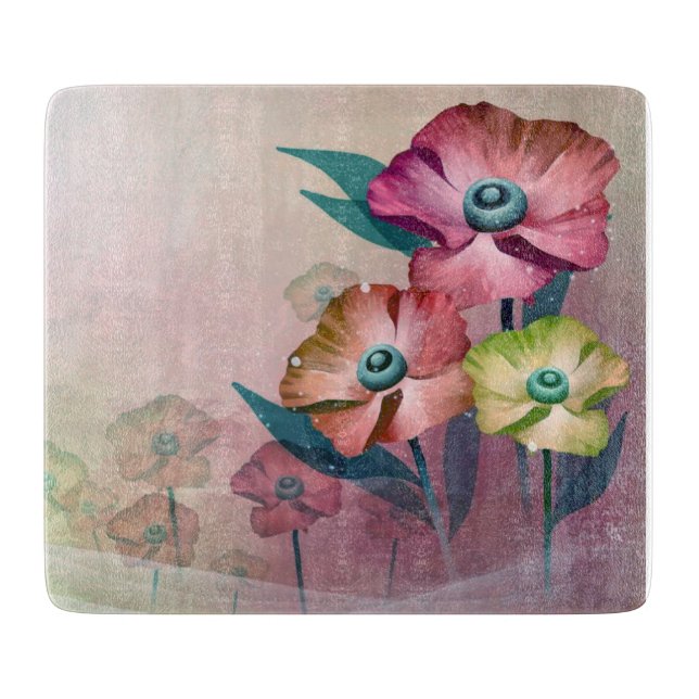 Planche À Découper Pavots abstraits (Devant)