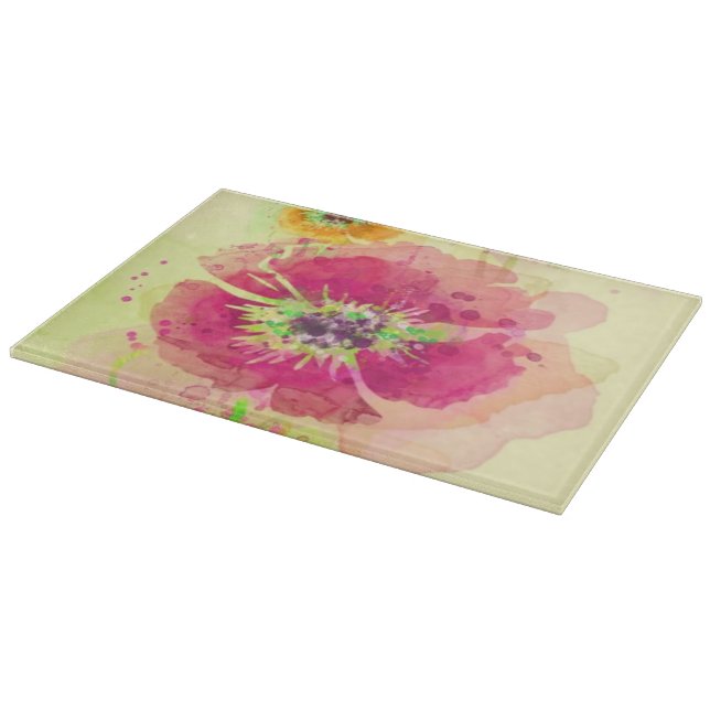 Planche À Découper Pavots peints 2 d'aquarelle (Coin)