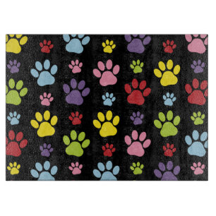 Planche À Découper Paws Colorés, Motif Paw, Empreintes de pattes, Paw