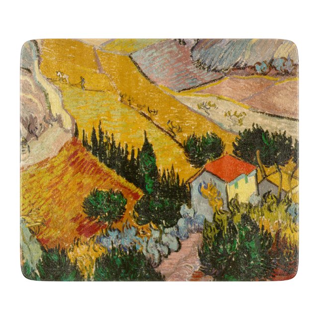Planche À Découper Paysage avec Maison et PloughmaVincent van Gogh (Devant)