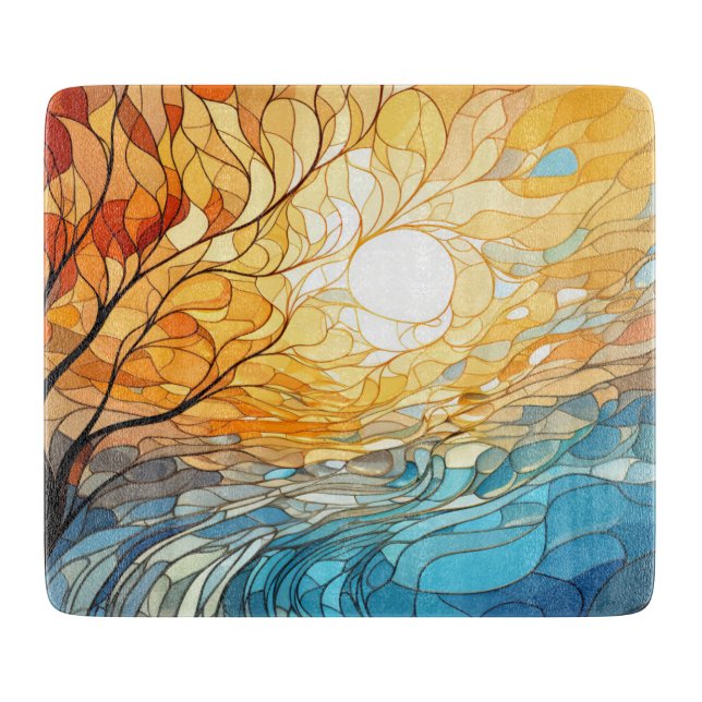 Planche À Découper Paysage dans des motifs ukrainiens (Devant)