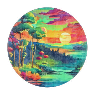 Planche À Découper Paysage de l'Imaginaire au coucher du soleil