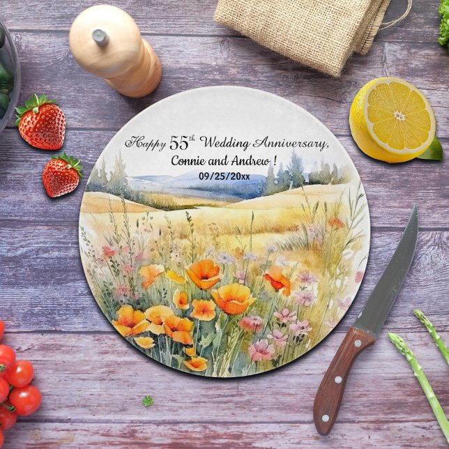 Planche À Découper Paysage fleur sauvage 55e anniversaire de Mariage (Créateur téléchargé)