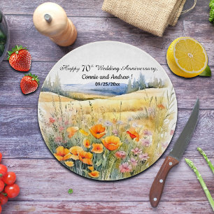 Planche À Découper Paysage fleur sauvage 70e anniversaire de Mariage