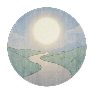 Planche À Découper Paysage minimaliste de coucher de soleil sur une r
