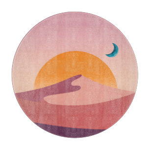 Planche À Découper Paysage minimaliste du désert au coucher du soleil
