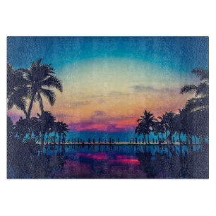 Planche À Découper Paysage Naturel Piscine Palmiers-25925