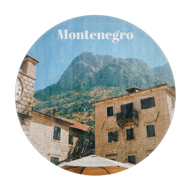Planche À Découper Paysage urbain du Monténégro (Devant)