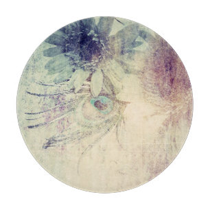 Planche À Découper Peacock Fleur et Plumes vintages