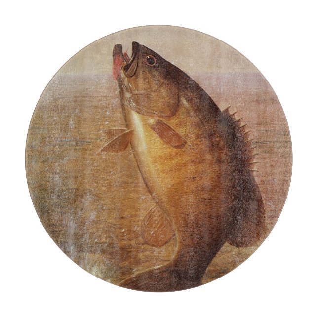 Planche À Découper Pêche à l'ancienne, Achigan à petite bouche bondis (Devant)