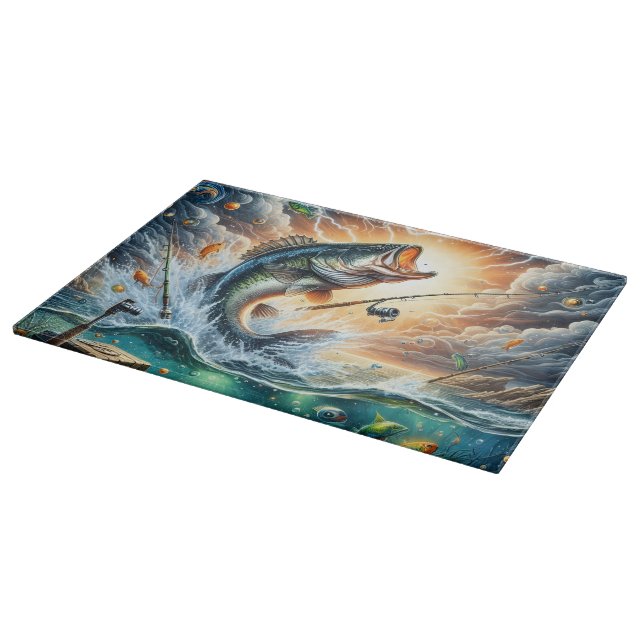 Planche À Découper Pêche au Bass (Coin)