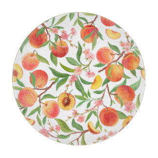 Planche À Découper Pêcher le Motif Vintage de fruits tropicaux.