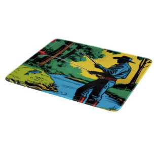 Planche À Découper Pêcheur sur Riverbank