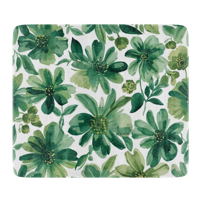 Planche À Découper Peinture à l'aquarelle botanique florale de jardin (Devant)