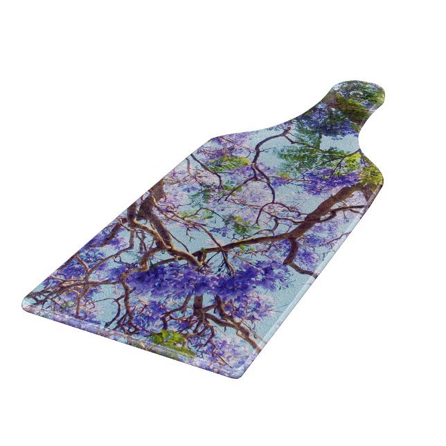 Planche À Découper Peinture à l'huile d'arbre de Jacaranda violet, (Coin)