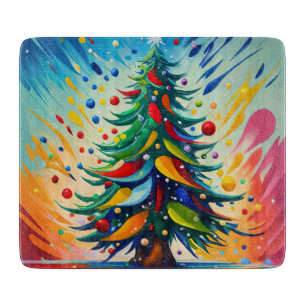 Planche À Découper Peinture à l'huile d'arbre de Noël